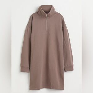 H&M Collared Sweatshirt Dress, Small, Beige